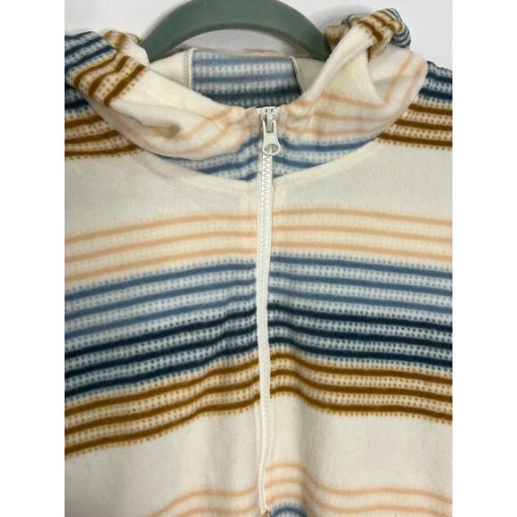 O'Neill Striped Fleece Pullover Hoodie 1/4 Zip Pockets Cozy Casual - Picture 5 of 9